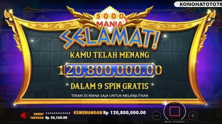 Slot Mania 5000 Maxwin di KONOHATOTO78 - Jackpotmanis