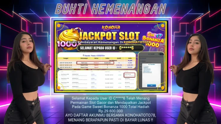 Bukti Menang Sweet Bonanza 1000 di Konohatoto78 - WD 29JT